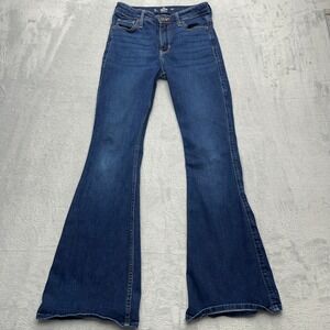 Hollister Womens High Rise Flare Jeans Dark Wash Size 26 Y2K Boho